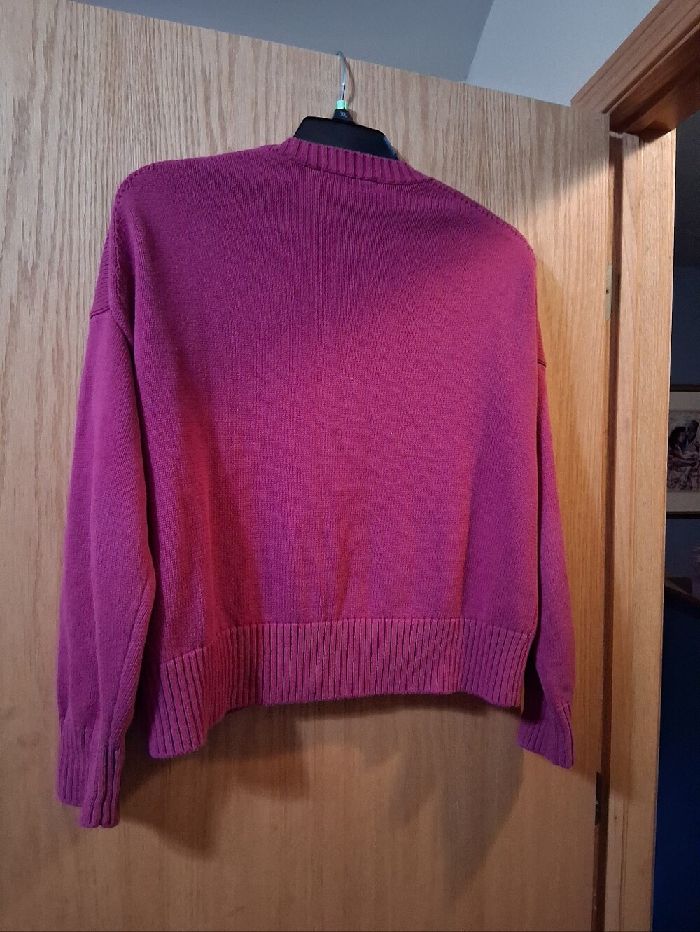 Quince women's sweater in a deep pink/magenta, Fisherman Crew, Small - Picture 2 of 6